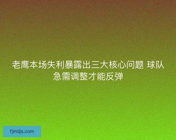 老鹰本场失利暴露出三大核心问题 球队急需调整才能反弹